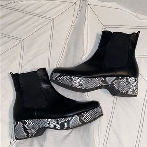 Snakeskin booties